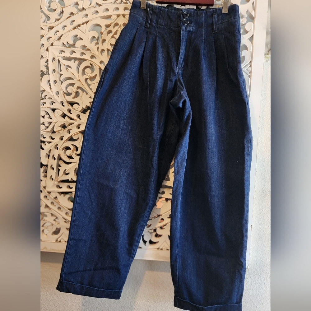 YMC  Navy Earth Keaton Denim Trousers $225 USD 80'S style wide leg - Picture 12 of 16